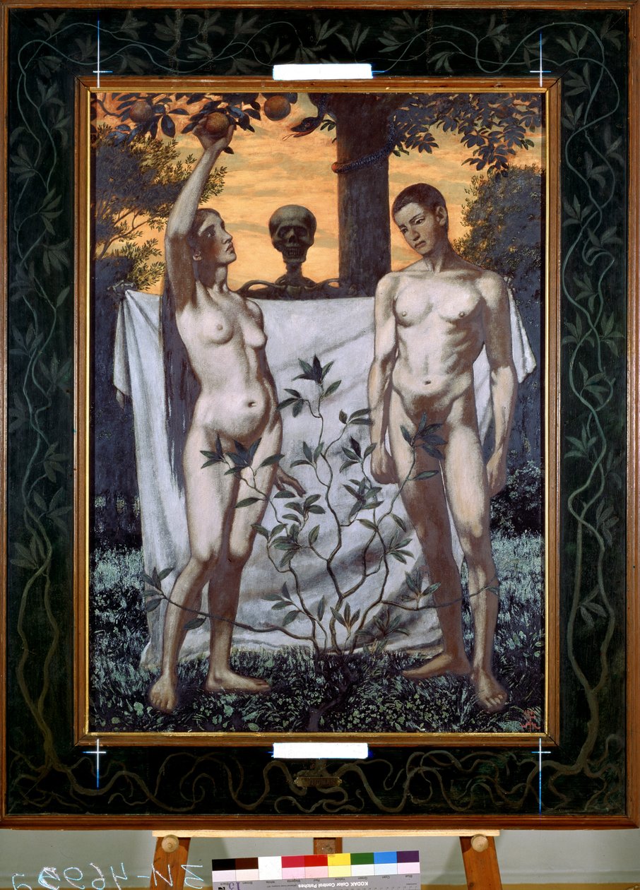 Adam i Ewa (Adam i Ewa). Obraz Hansa Thomy (1839-1924). olej na płótnie autorstwa Hans Thoma