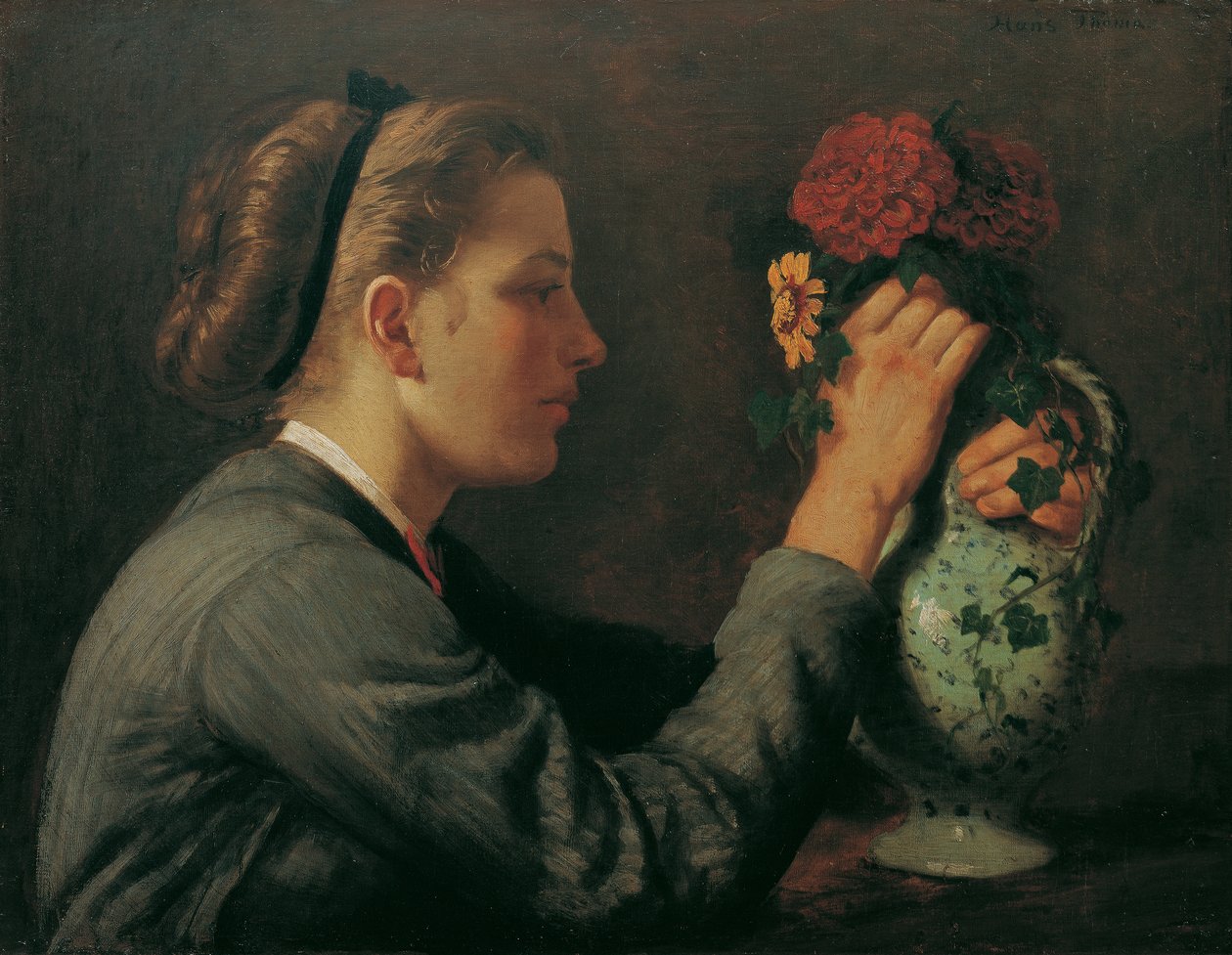 Agathe Thoma, siostra artysty autorstwa Hans Thoma