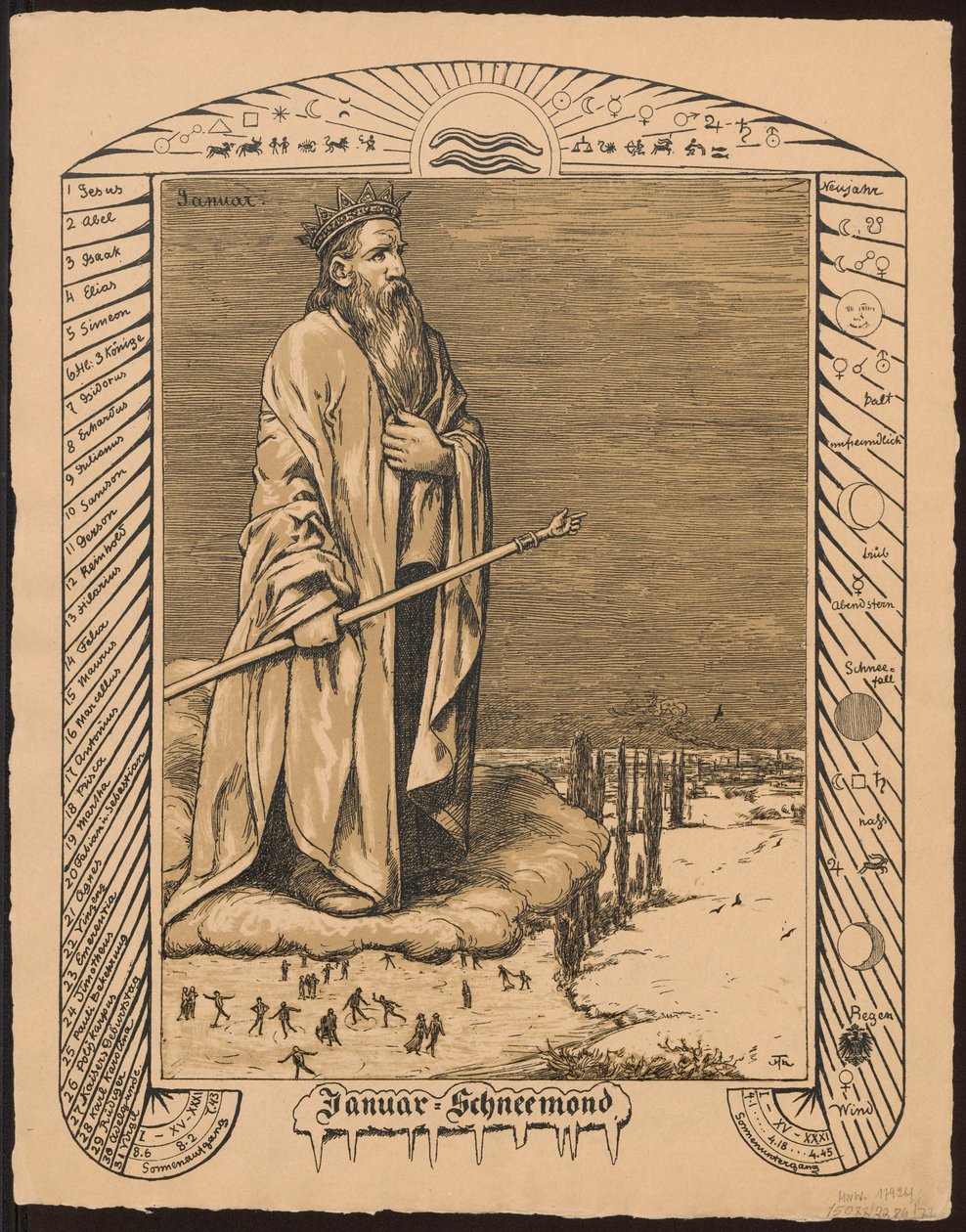Alegoria stycznia. Projekty do „Wiecznego kalendarza w obrazach”, cz. I, 1881-1901 (Wieczysty kalendarz obrazkowy) autorstwa Hans Thoma