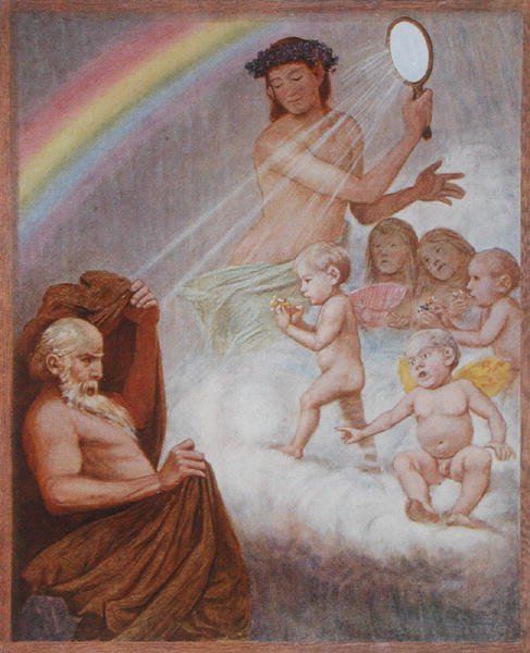 kwiecień, ilustracja z „Festkalender” wydana w Lipsku ok. 1910 (kolor lito) autorstwa Hans Thoma