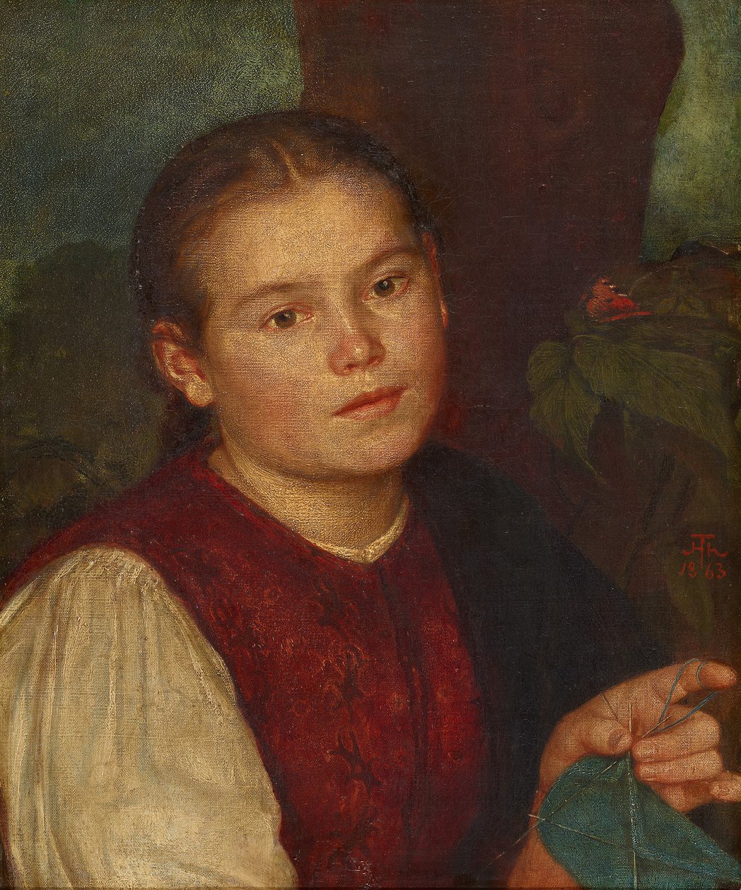 Portret siostry Agathe autorstwa Hans Thoma