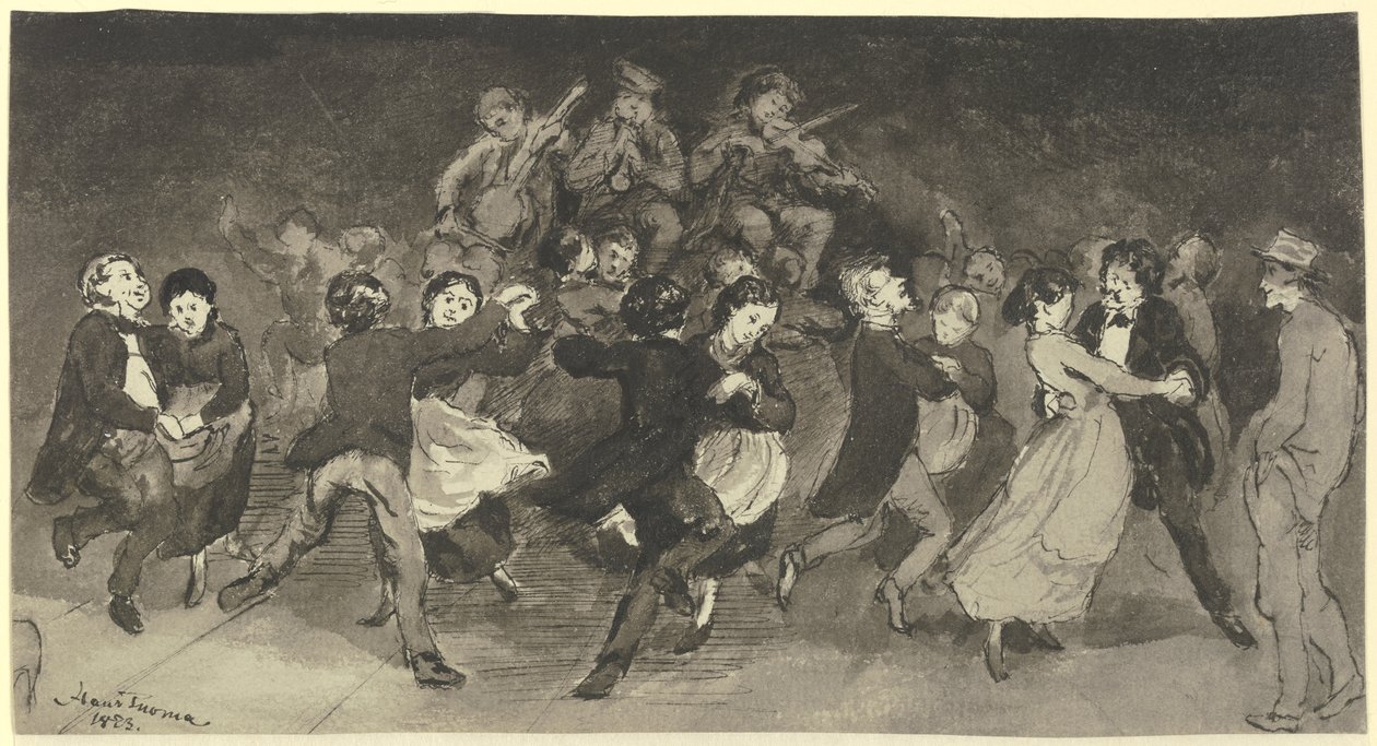 Tańczące pary w gospodzie autorstwa Hans Thoma
