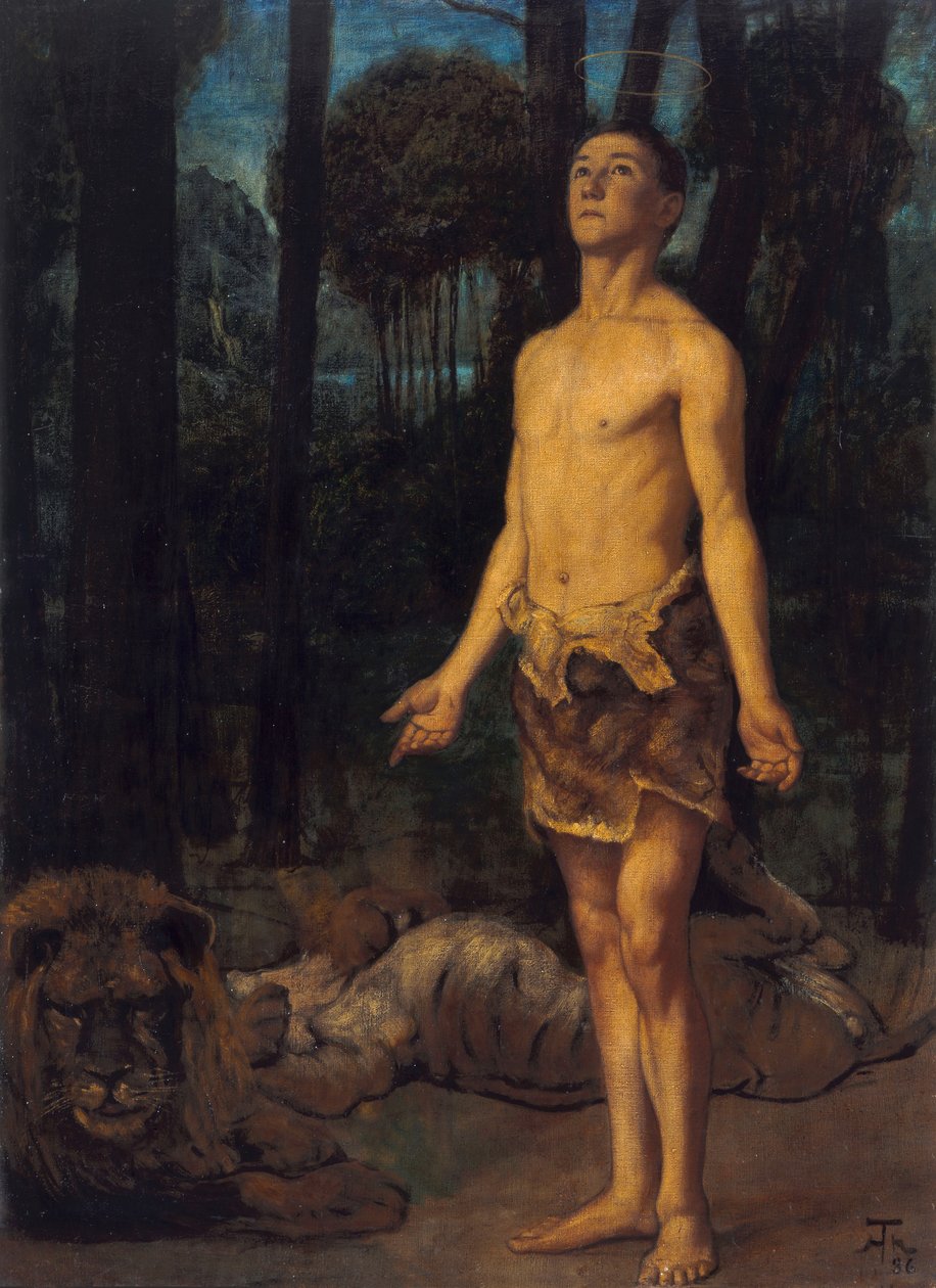 Daniel w jaskini lwów autorstwa Hans Thoma