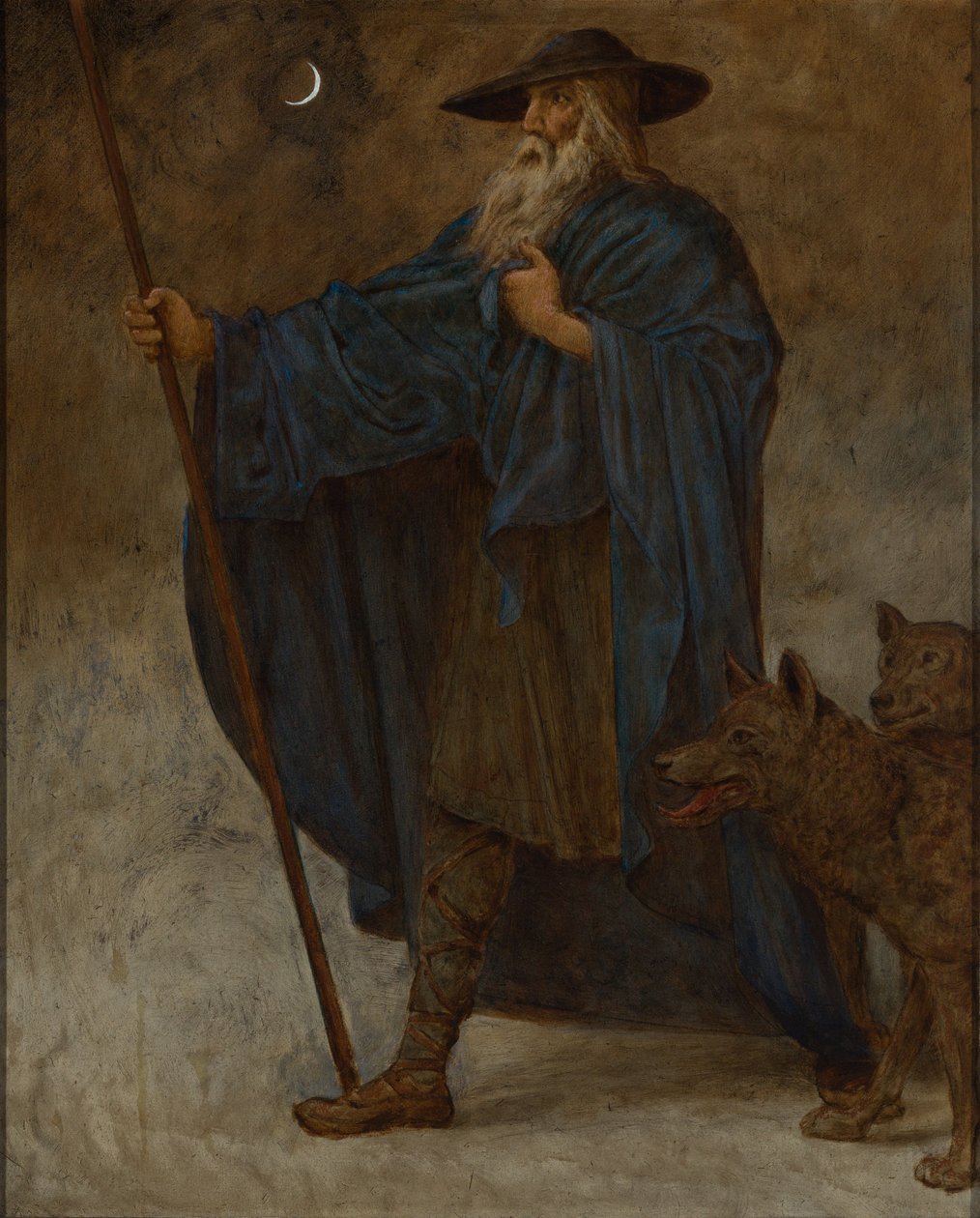 Grudzień (Wotan z wilkami) autorstwa Hans Thoma