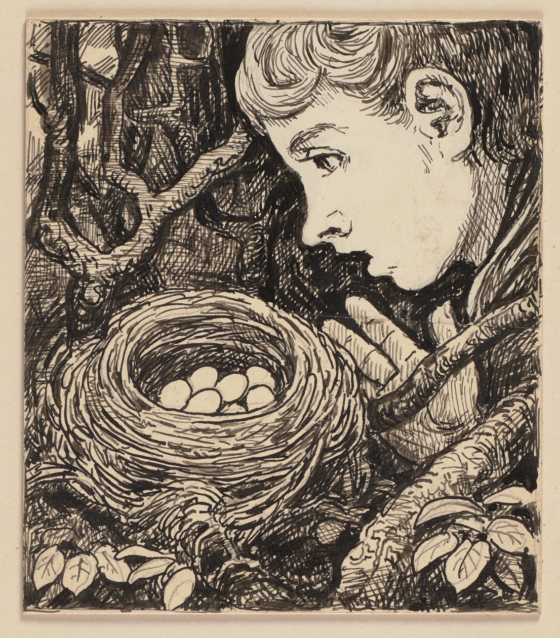 Rysunek do elementarza: gniazdo autorstwa Hans Thoma