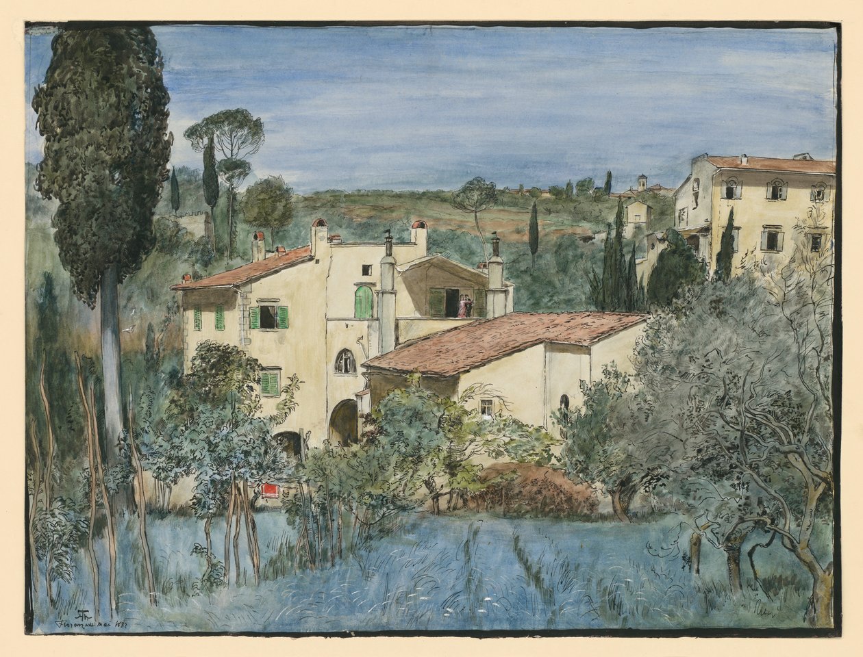 Willa na obrzeżach Florencji autorstwa Hans Thoma