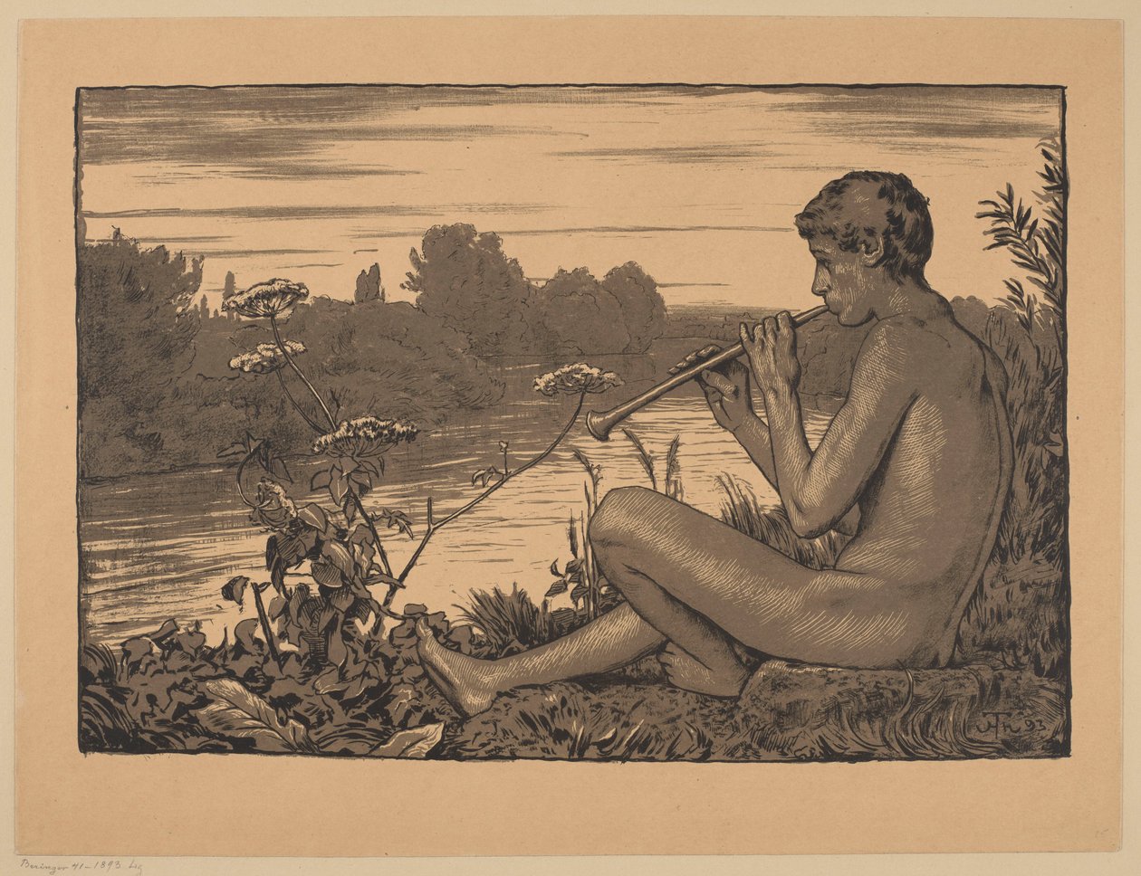 Faun grający na flecie autorstwa Hans Thoma