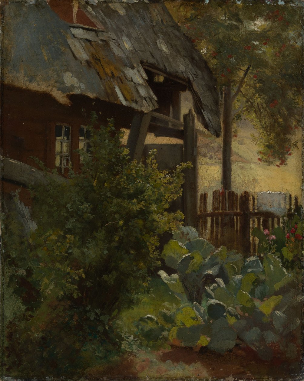 Ogród kapuściany z narożnikiem domu autorstwa Hans Thoma