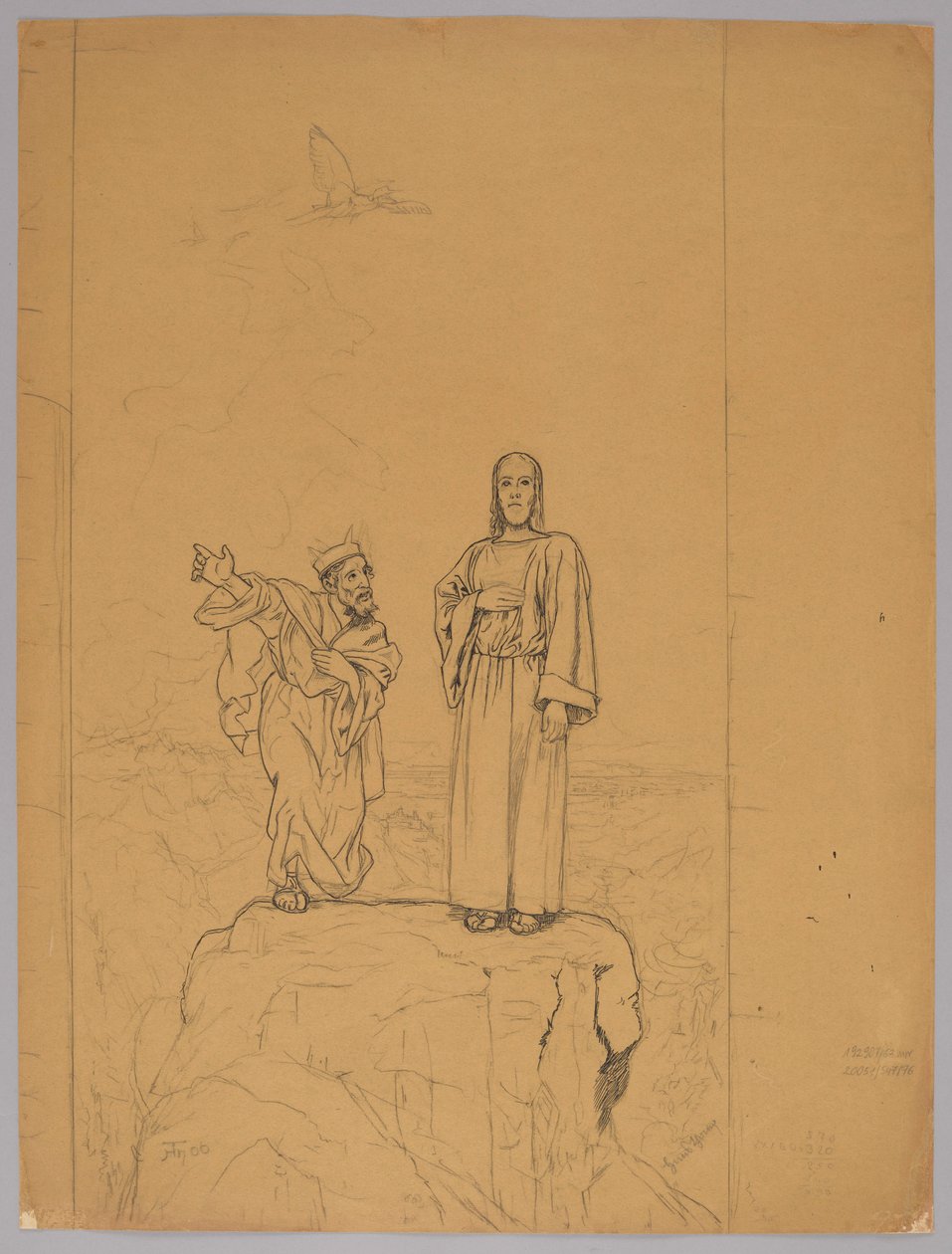 Die Versuchung Christi, verso: Christus gekreuzigt autorstwa Hans Thoma