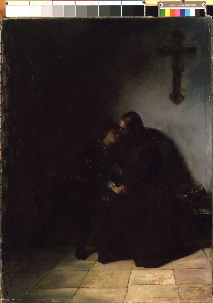 „Pożegnanie skazanego” (Pożegnanie skazanego) pożegnanie skazanego z żoną. Obraz Hansa Thomy (1839-1924) Muzeum Sztuk Pięknych Mikalojus Konstantinas Ciurlionis, Kowno, Litwa autorstwa Hans Thoma