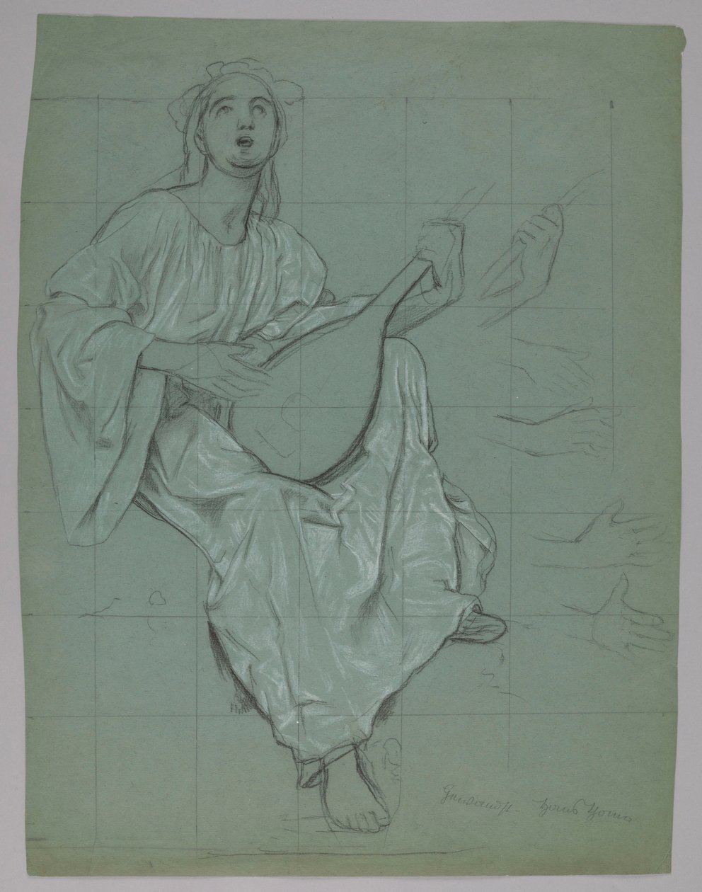 Lutnistka (strona przednia i tylna) autorstwa Hans Thoma