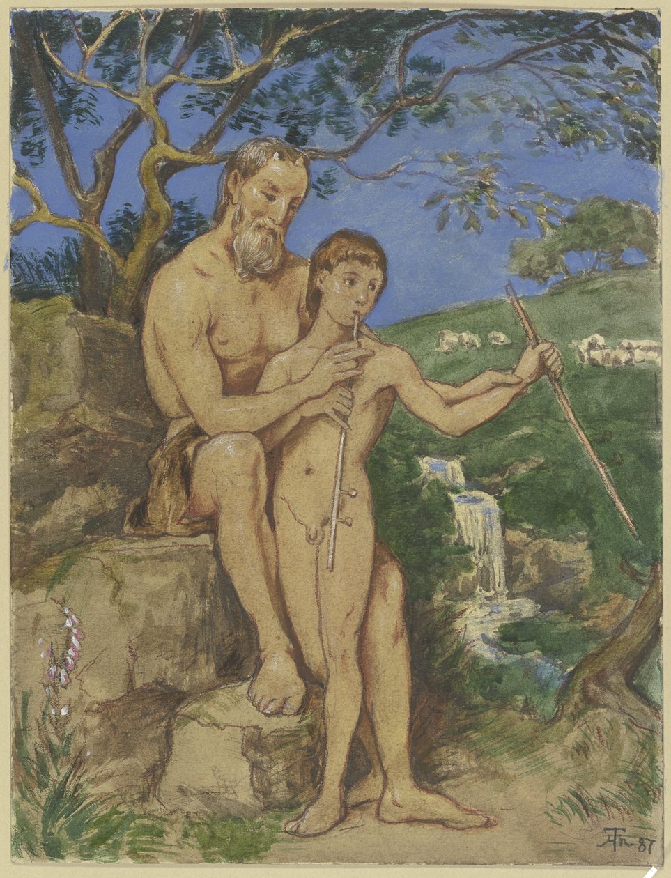 Stary i młody faun autorstwa Hans Thoma