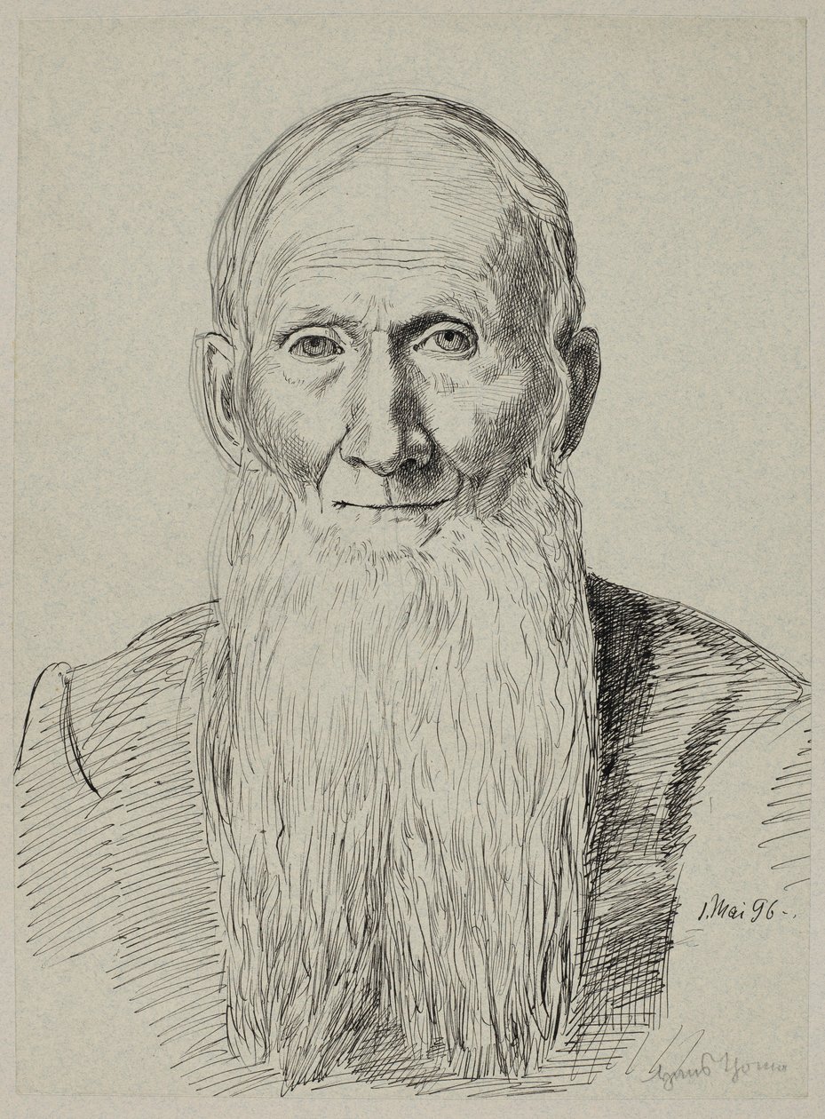 Popiersie starca z długą brodą autorstwa Hans Thoma