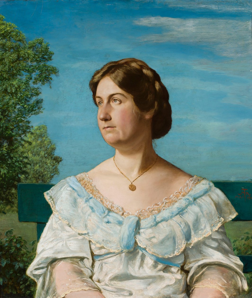 Portret przybranej córki artysty -Elli Blaue autorstwa Hans Thoma