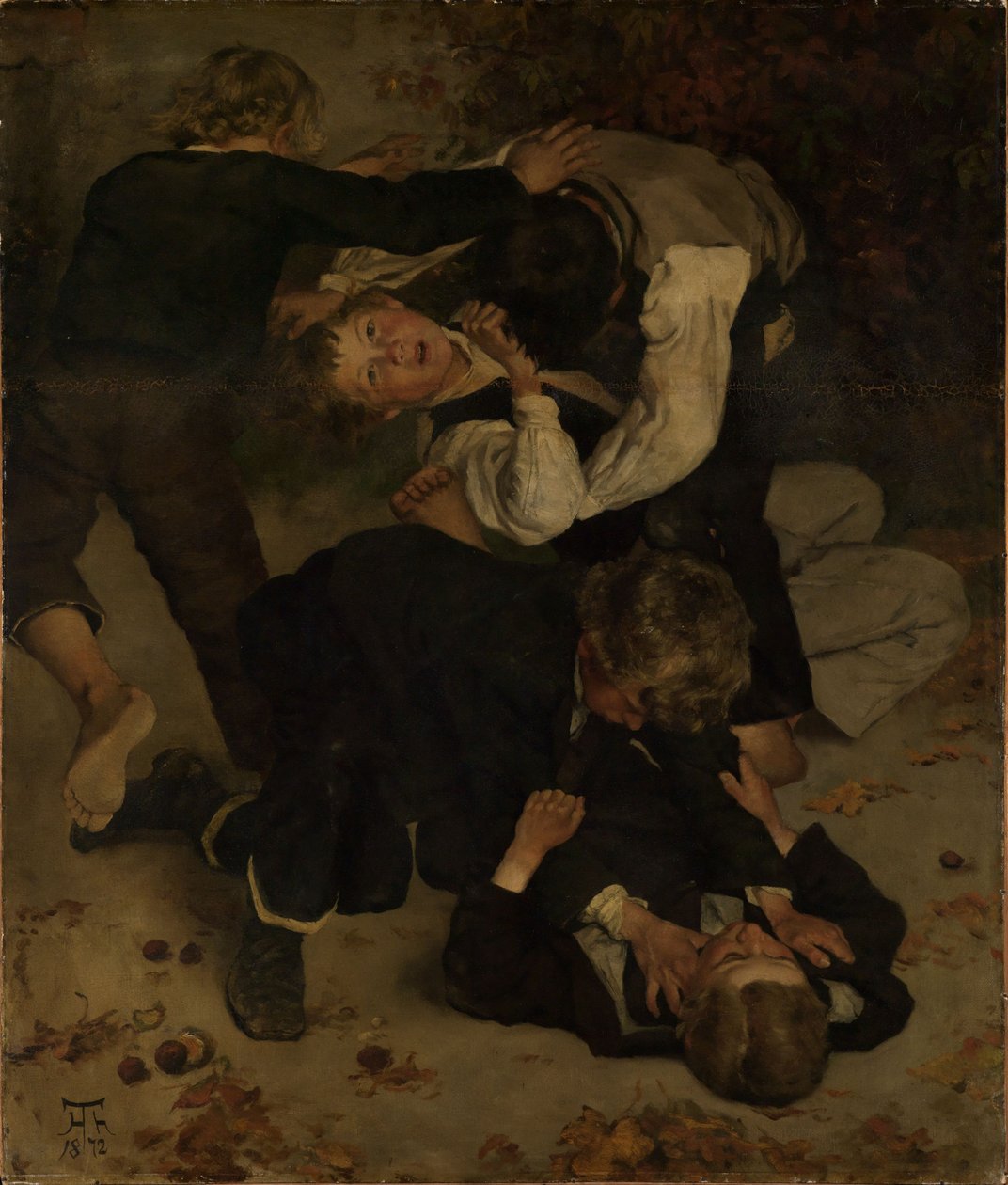 Bijący się chłopcy autorstwa Hans Thoma