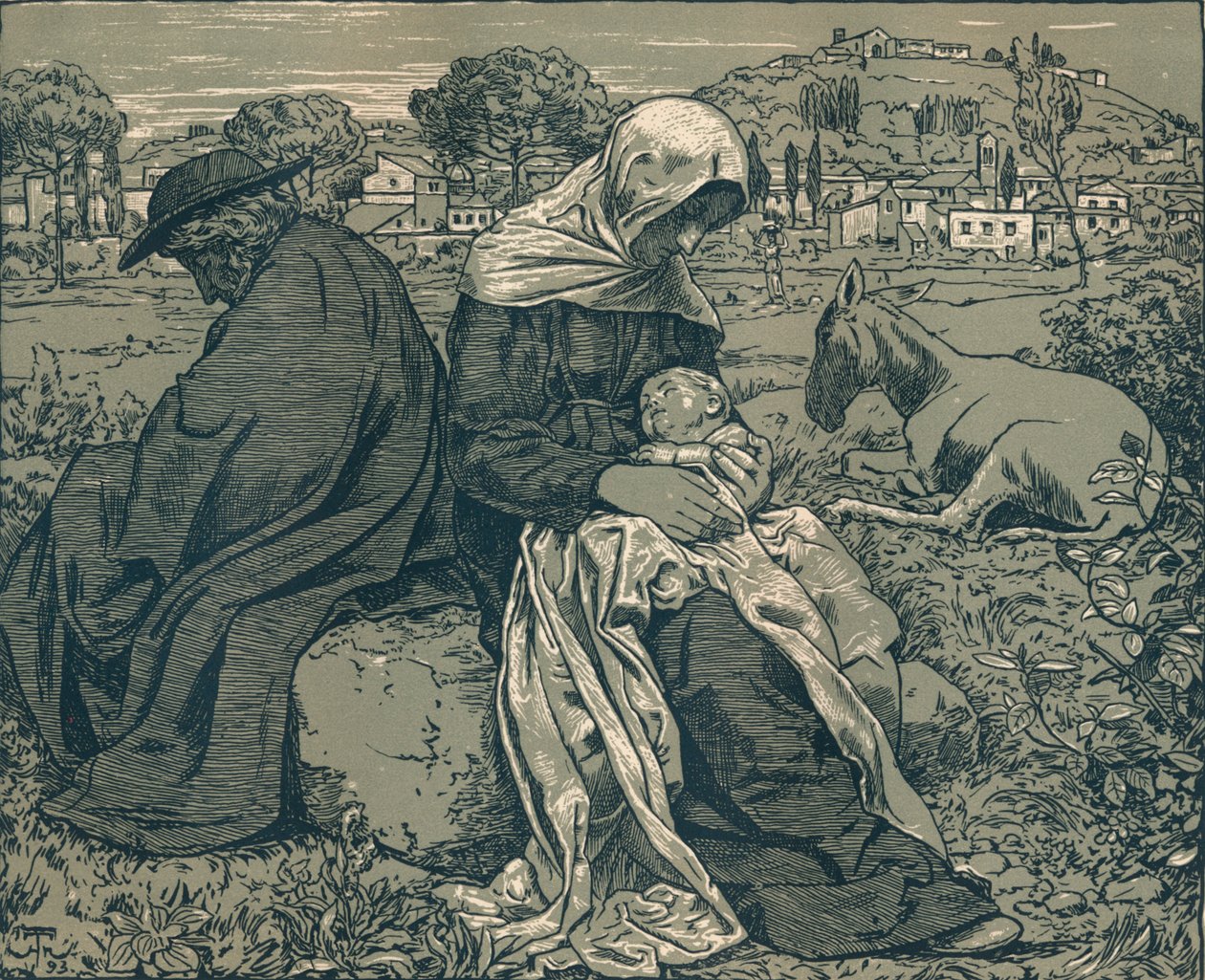 Odpoczynek podczas ucieczki do Egiptu, ok. 1897 r. autorstwa Hans Thoma