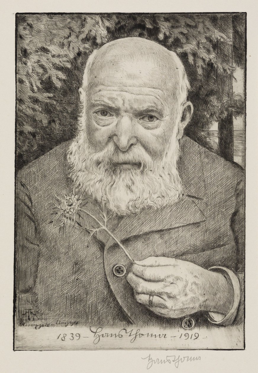 Autoportret VI z kwiatem autorstwa Hans Thoma