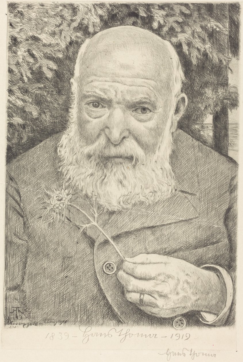 Autoportret VI z kwiatem autorstwa Hans Thoma