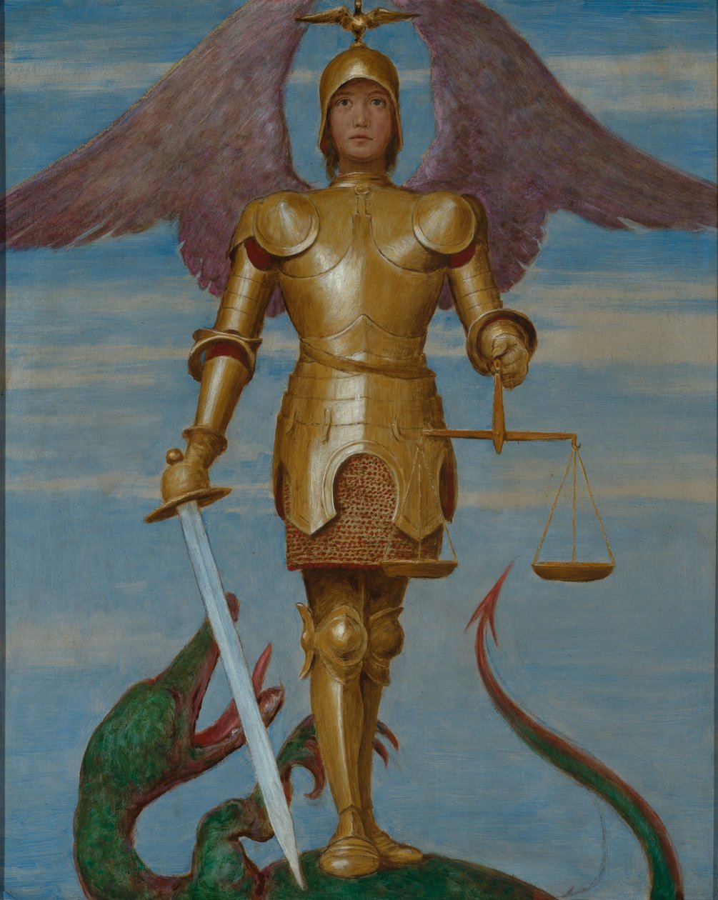Wrzesień (święty Michał jako ważący dusze) autorstwa Hans Thoma