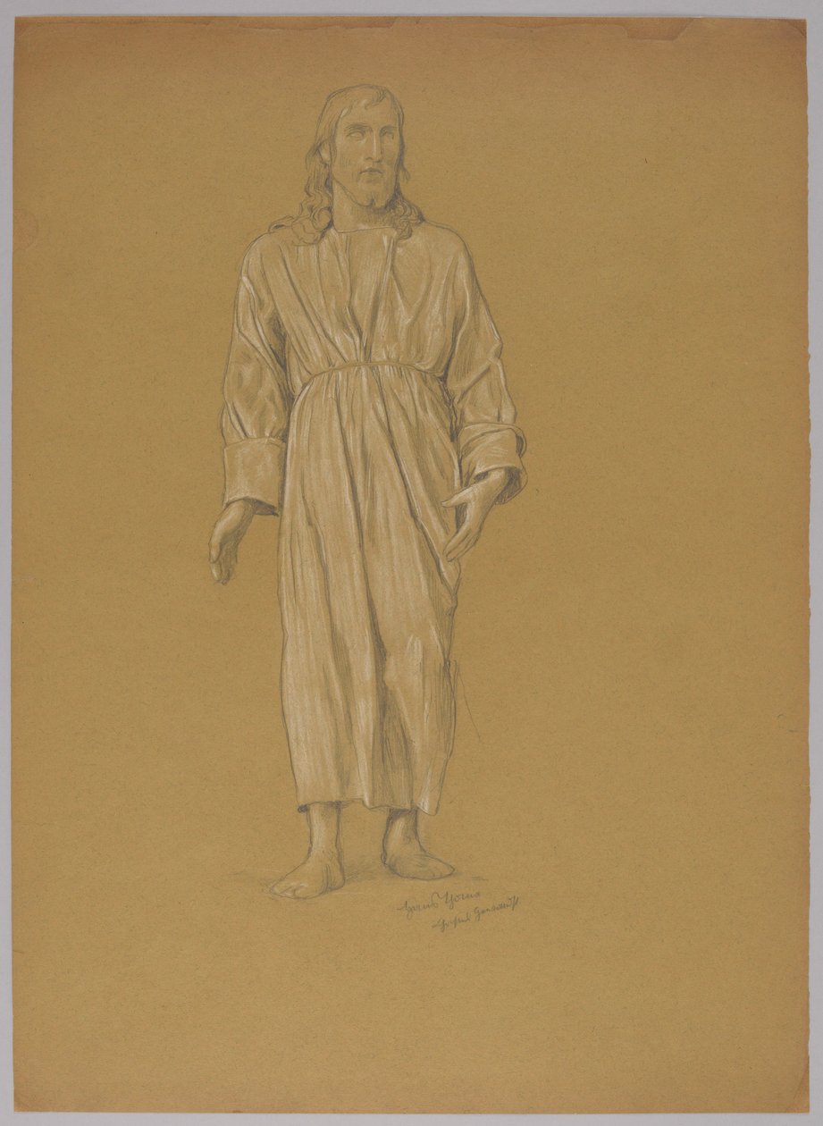 Studium postaci Chrystusa (recto i verso) autorstwa Hans Thoma