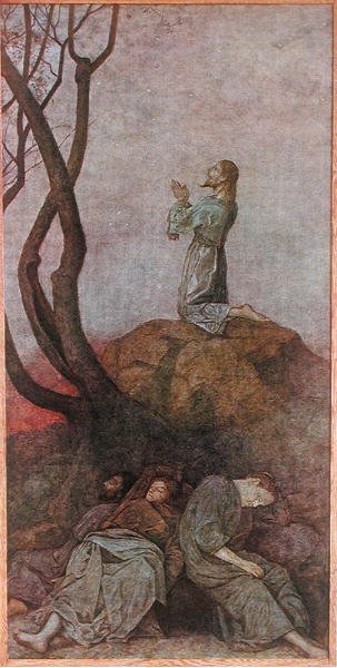 Agonia w ogrodzie, ilustracja z „Festkalender” wydanego w Lipsku ok. 1910 (kolor lito) autorstwa Hans Thoma