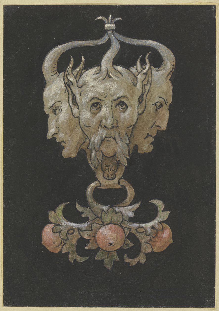 Trzy maski satyrów autorstwa Hans Thoma