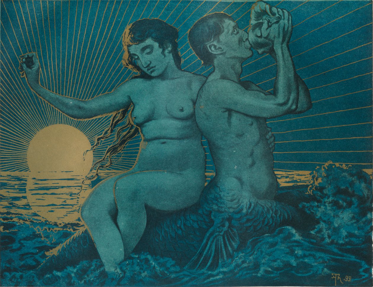 Tryton i Nereide, 1895 autorstwa Hans Thoma