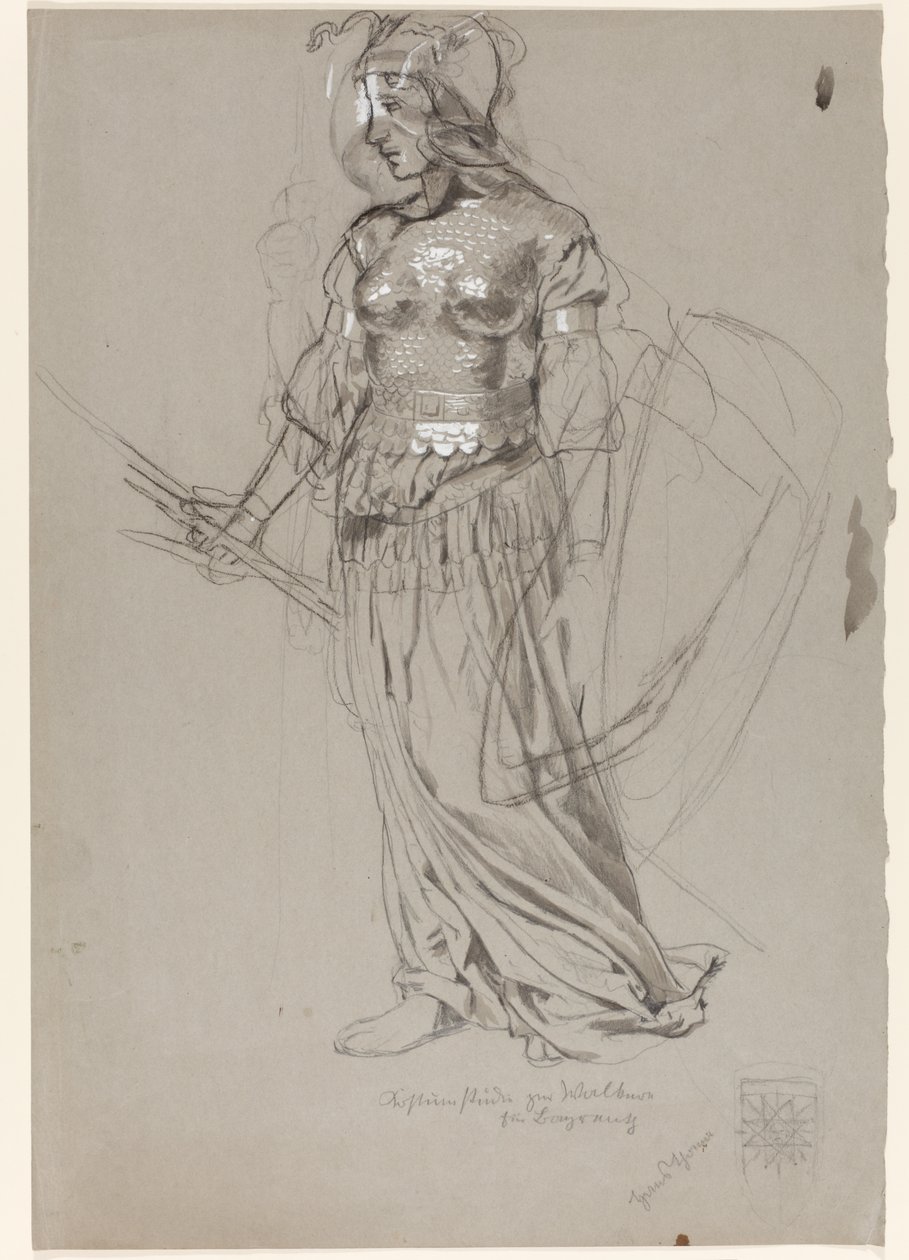 Walkiria (projekt kostiumu dla Bayreuth) autorstwa Hans Thoma