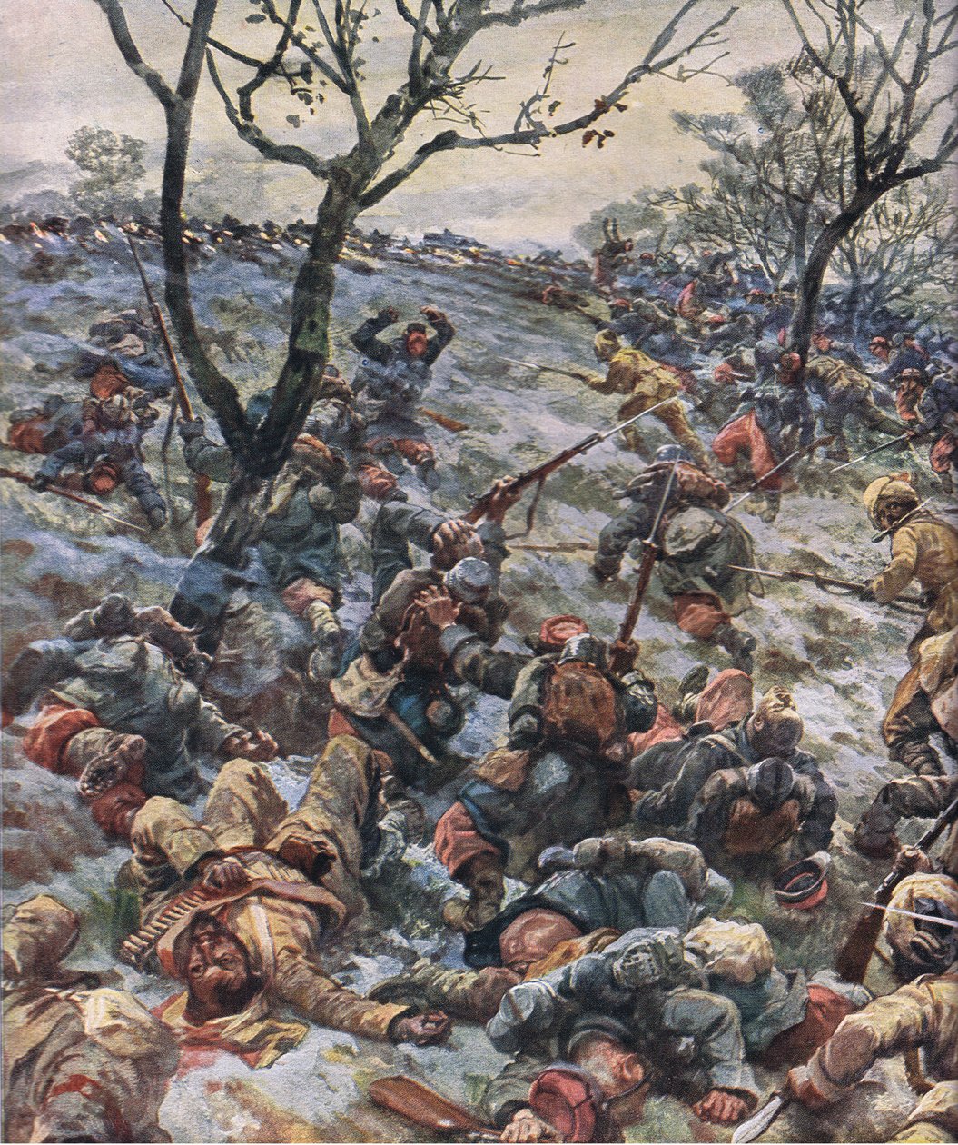 Upadek francuskiego frontu, z Ilustrowanej Historii Wojny Światowej 1914-1915 wyd. przez Union Berlagsefellfchaft autorstwa Hans W. Schmidt