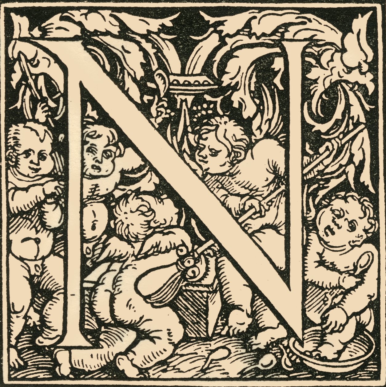 N - Alfabet Hansa Weiditza, c1520-1521, 1908. autorstwa Hans Weiditz