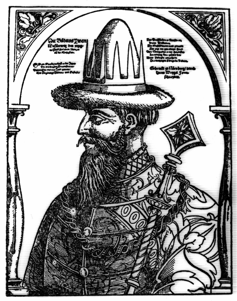 Portret Iwana IV Groźnego (1533 - 1584), cara Rosji. Ksylografia Hansa Weygela. autorstwa Hans Weigel