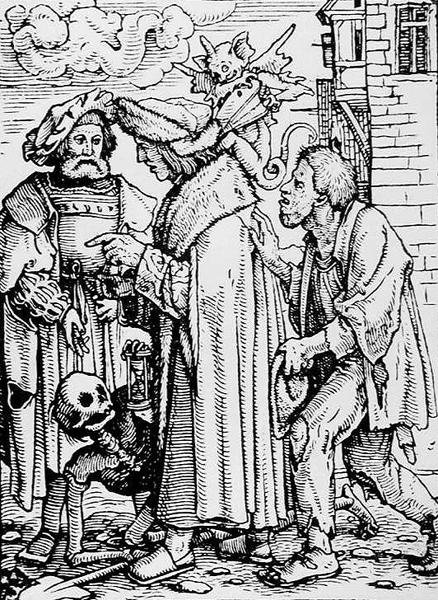 Śmierć i radny, z Tańca śmierci, ryciny przez Hansa Lutzelburgera, ok.1538 autorstwa Hans after Holbein the Younger
