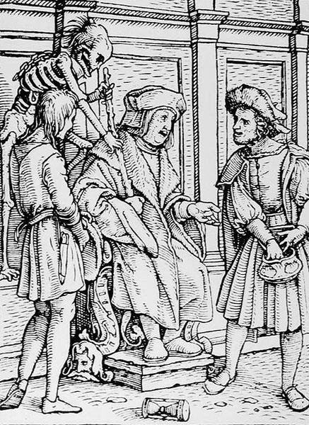 Śmierć i Sędzia, z Tańca Śmierci, rycina Hansa Lutzelburgera, ok. 1538 r. autorstwa Hans after Holbein the Younger