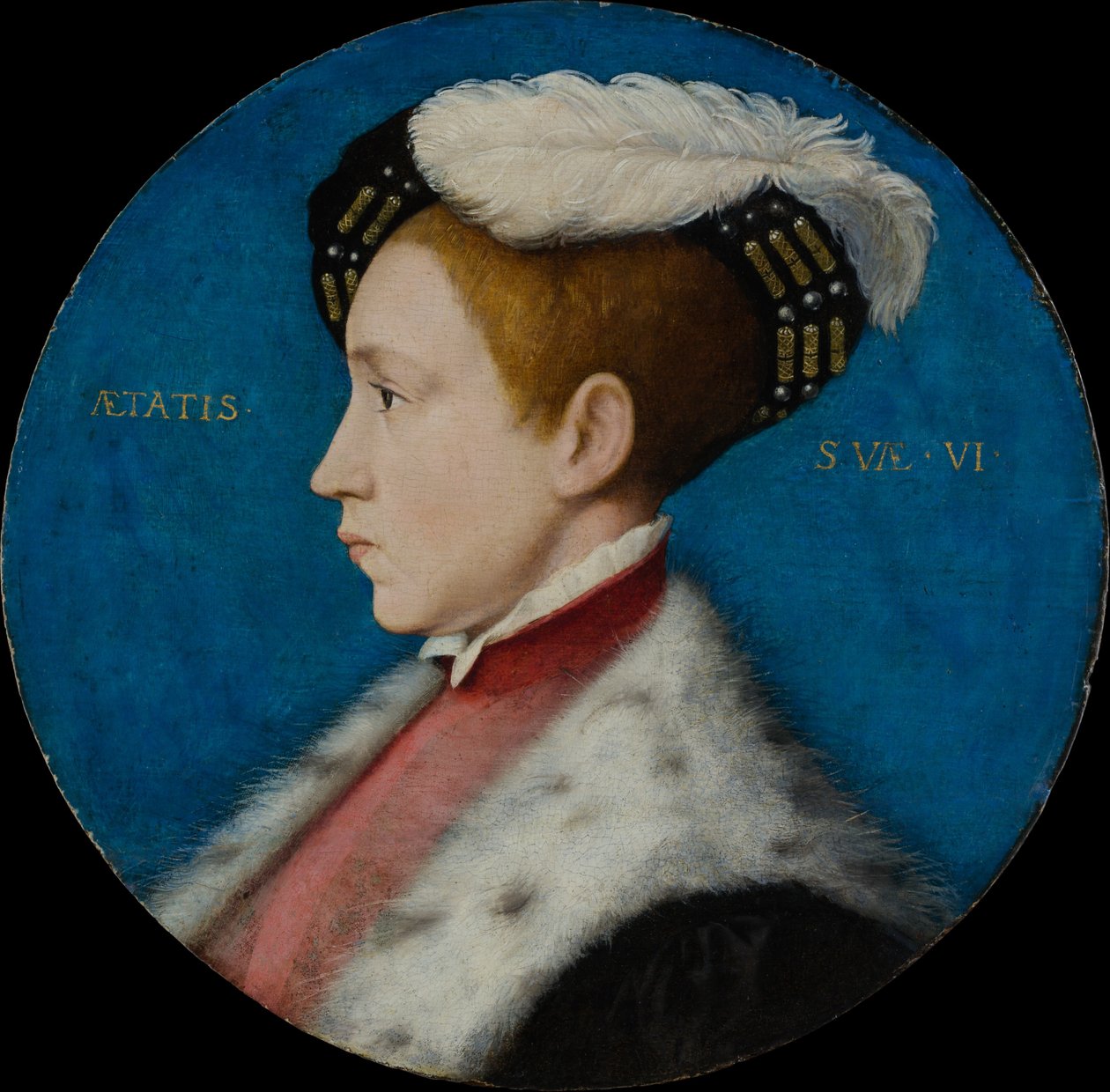 Edward VI, ok.1545 (olej i złoto na dębie) autorstwa Hans after Holbein the Younger
