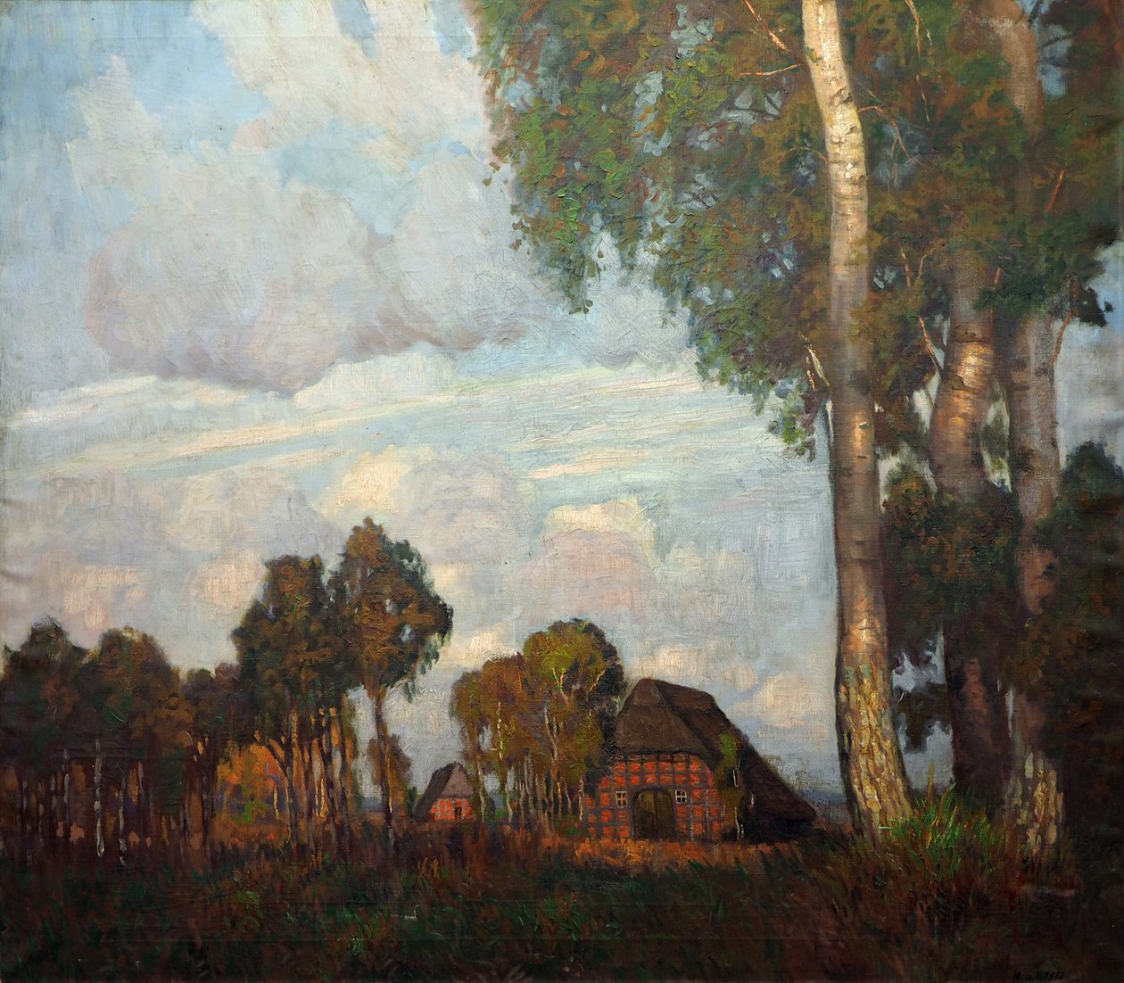 Wieczorne światło z małymi domkami autorstwa Hans am Ende
