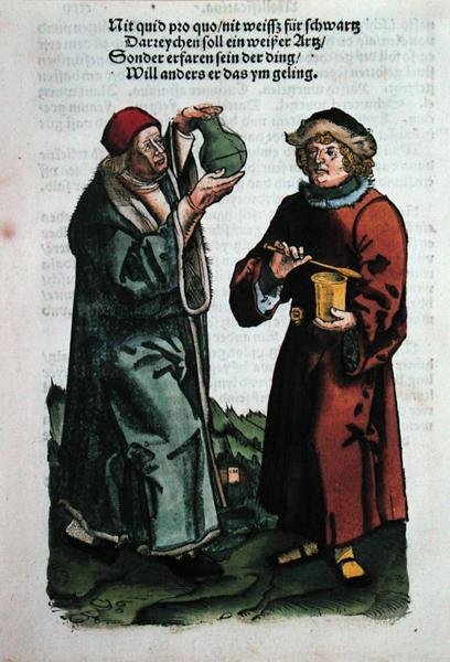 Św. Damian i św. Kosma, ilustracja z „Feldtbuch der Wundartzney” Hansa von Gersdorffa, ok. 1540 (kolorowy drzeworyt) autorstwa Hans or Johannes Ulrich Wechtlin