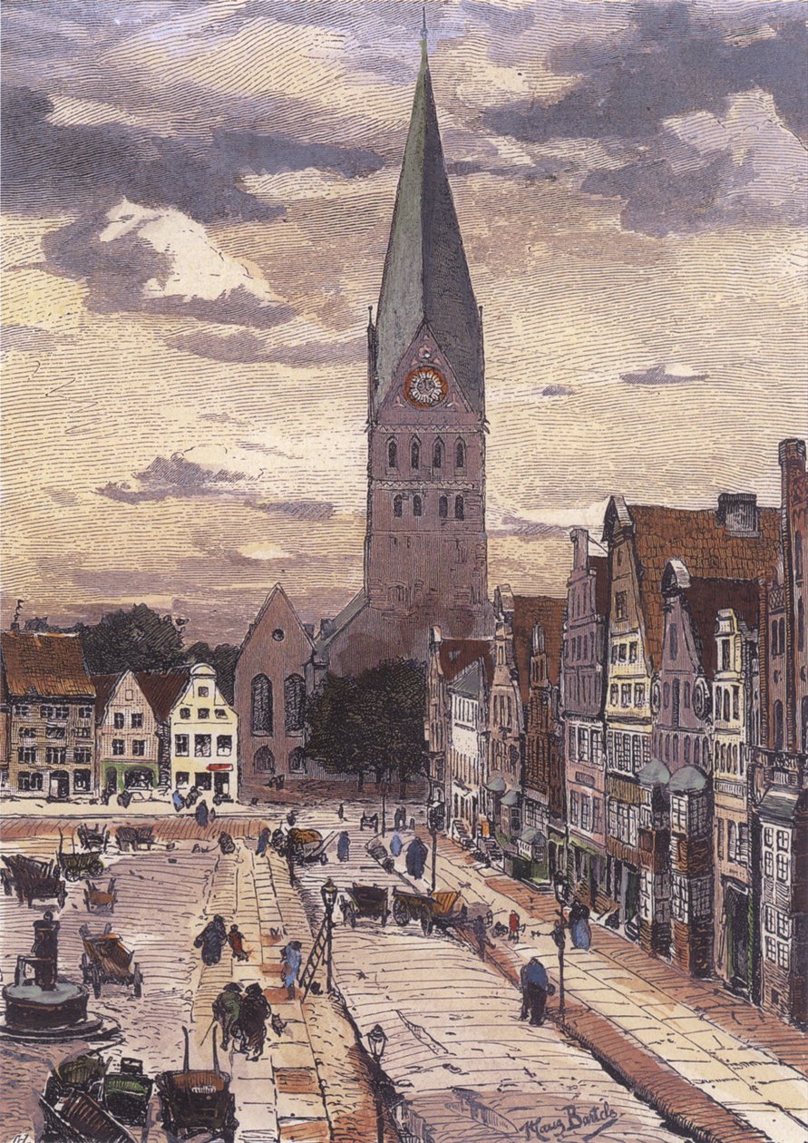 Am Sande (patrząc na wschód do wieży kościoła św. Jana) autorstwa Hans von Bartels