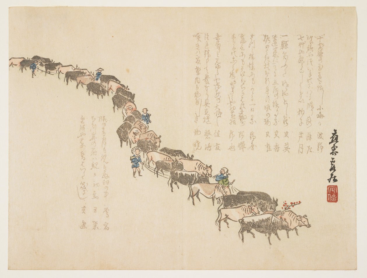 (Procesja wołów), styczeń 1865 autorstwa Hanzan Matsukawa