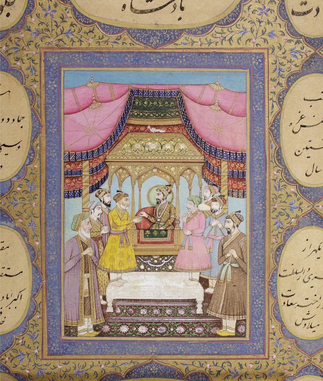 Album genealogii dynastii Mughal, 1855 (nieprzezroczyste wc i złoto na papierze) autorstwa Haqim Ahasan Ullah Khan