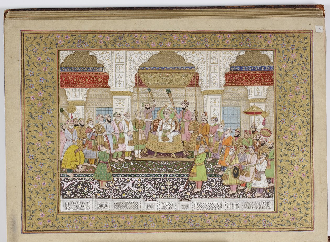 Album genealogii dynastii Mughal, 1855 (nieprzezroczyste wc i złoto na papierze) autorstwa Haqim Ahasan Ullah Khan