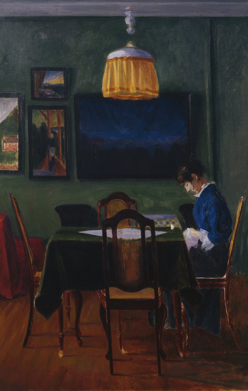 W świetle lampy autorstwa Harald Oscar Sohlberg