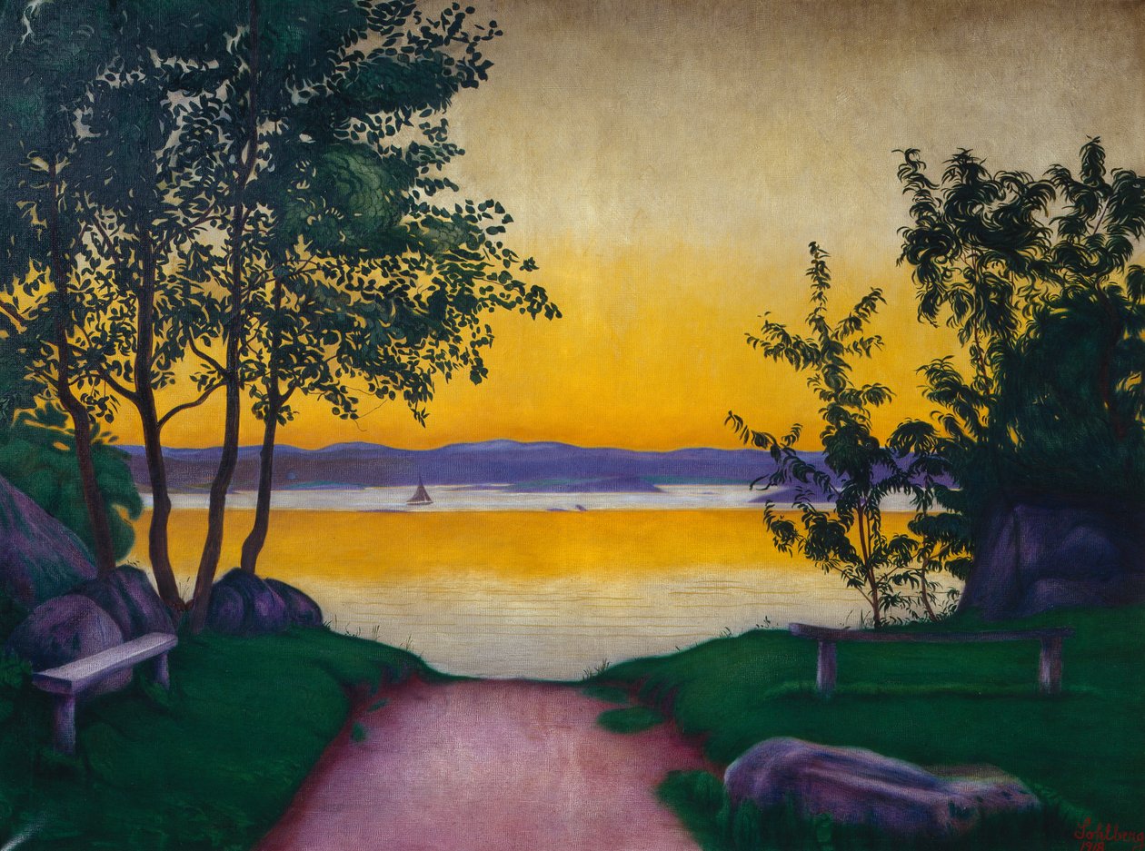 Wieczorna atmosfera, Viksfjorden autorstwa Harald Oscar Sohlberg