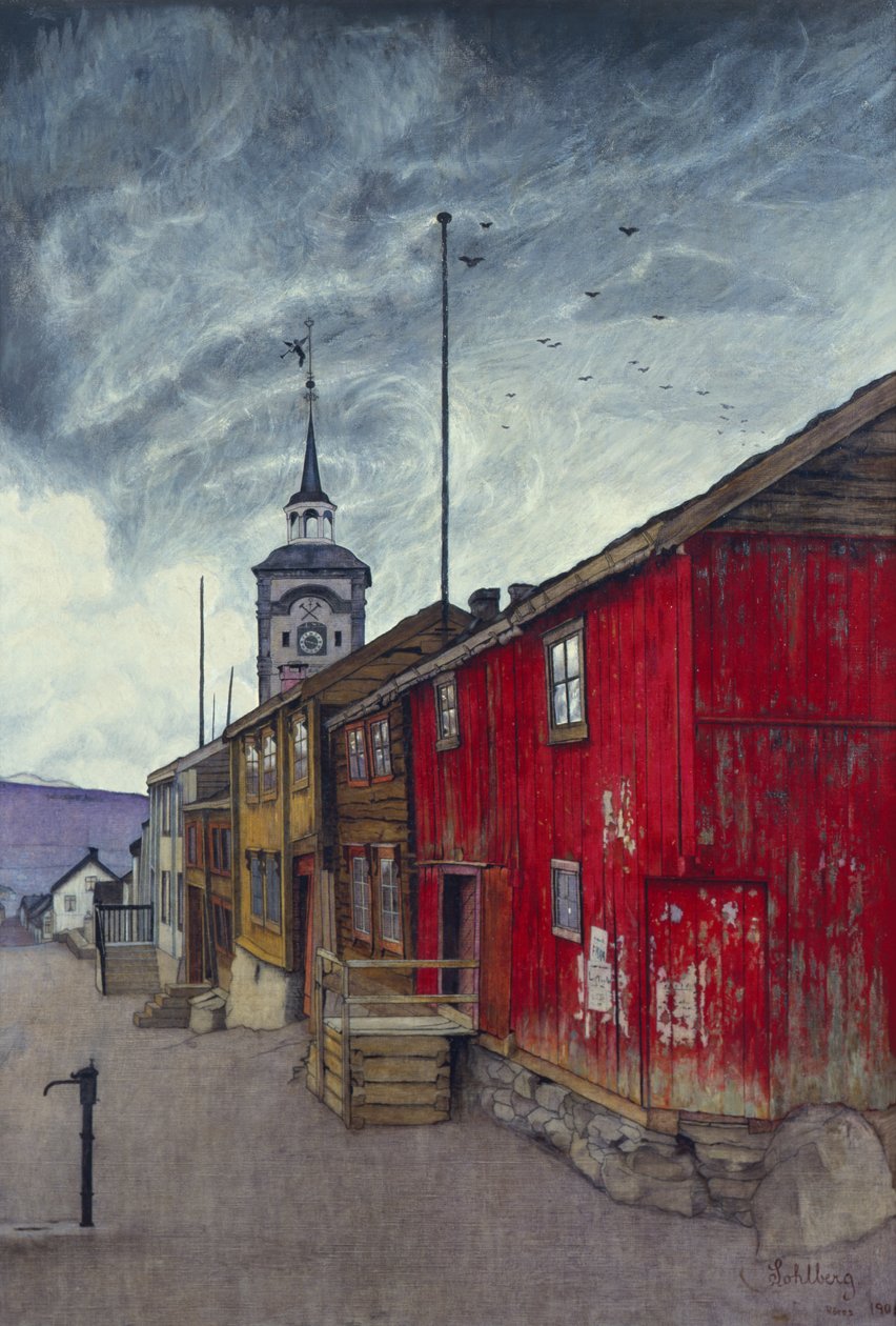 Ulica w Røros autorstwa Harald Oscar Sohlberg