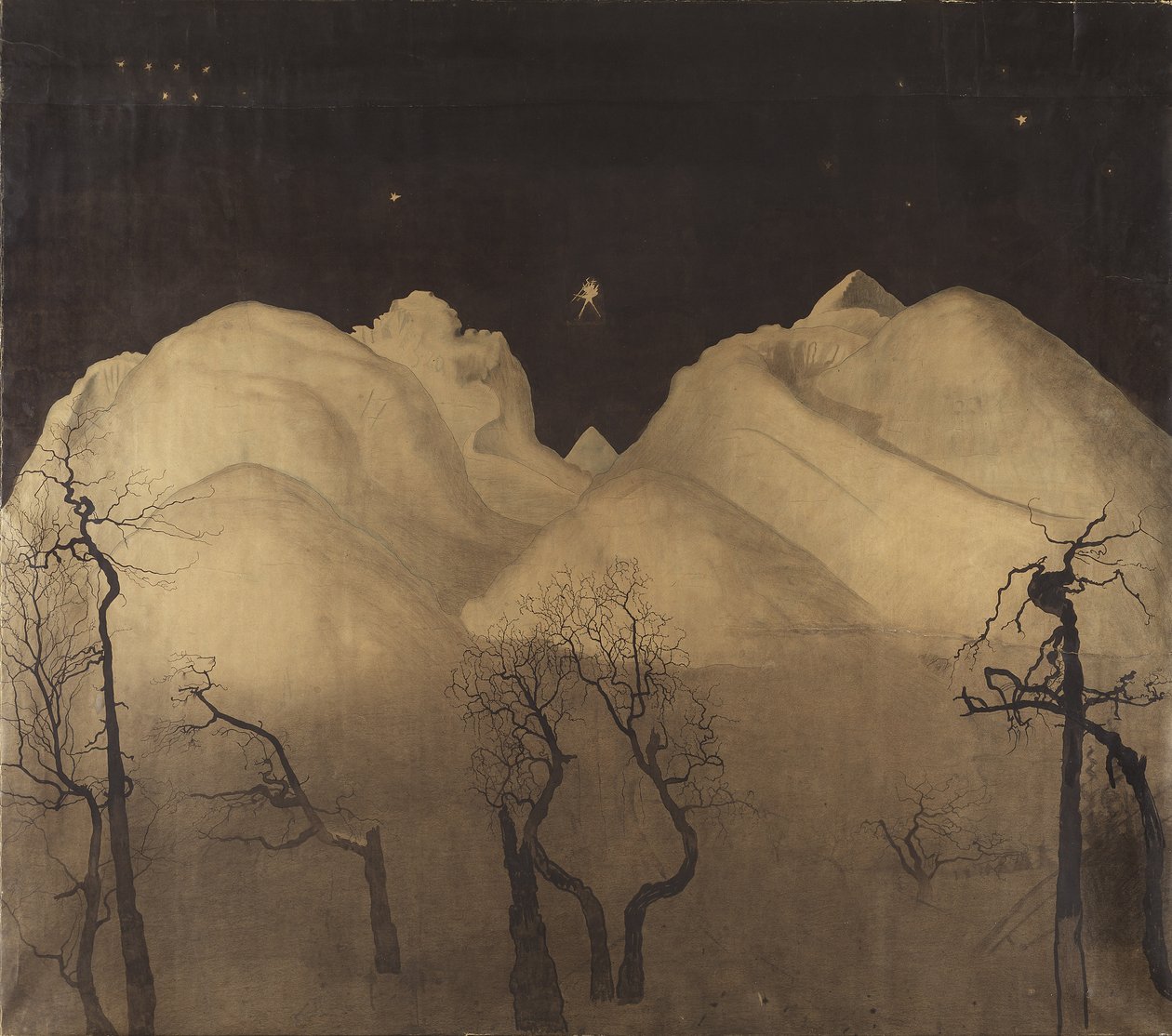 Zimowa noc w górach. studium, 1902-2 autorstwa Harald Oscar Sohlberg