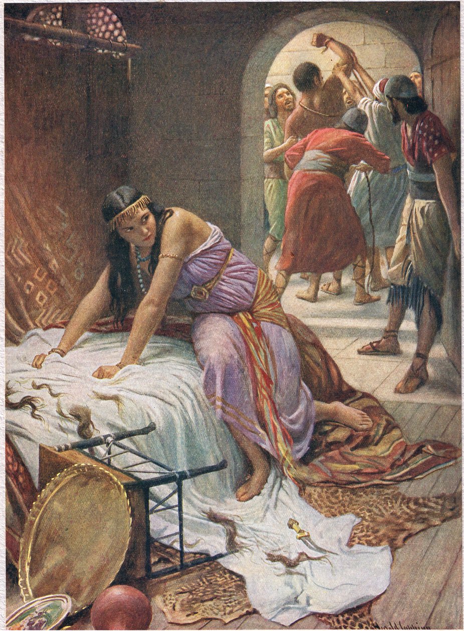 Dalila, ilustracja z książki „Kobiety Biblii”, wydanej przez The Religious Tract Society, 1927 autorstwa Harold Copping