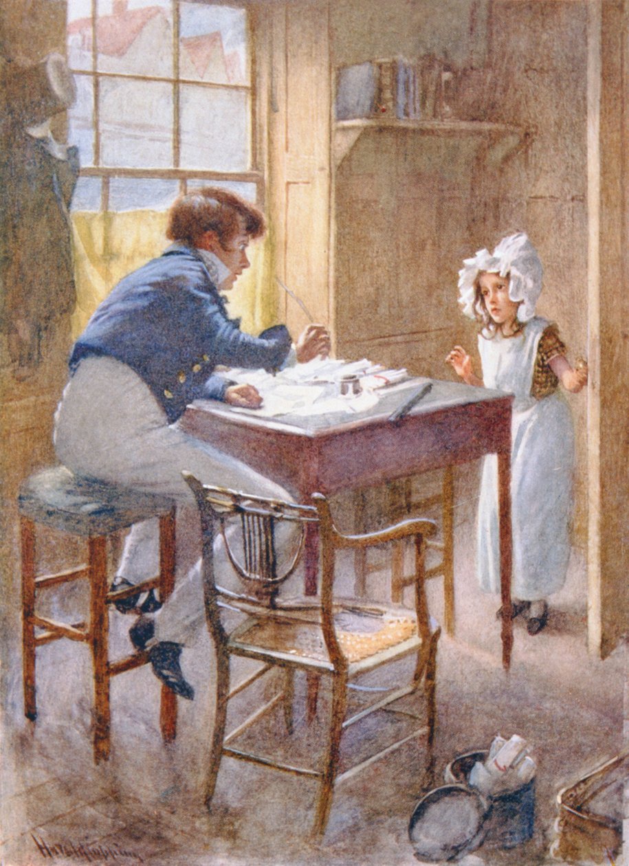 Dick Swiveller i markiza, ilustracja do „Character Sketches from Dickens” opracowanej przez B.W. Matz, 1924 autorstwa Harold Copping