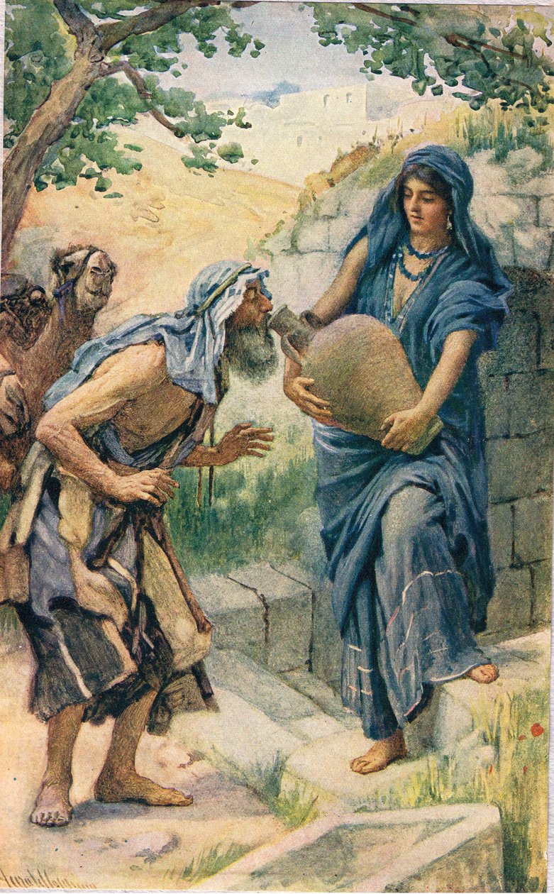 Rebeka, ilustracja z książki „Kobiety Biblii”, wydanej przez The Religious Tract Society, 1927 autorstwa Harold Copping