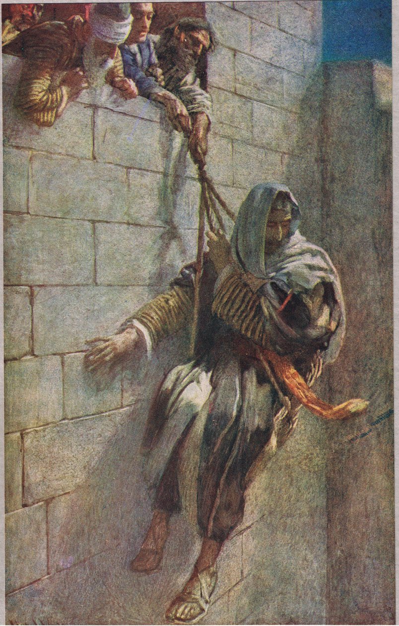 Św. Paweł ucieka z Damaszku autorstwa Harold Copping