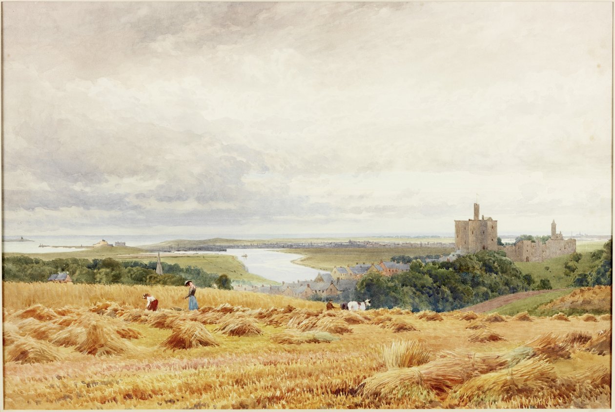 Zamek Warkworth (akwarela na papierze) autorstwa Harold Palmer