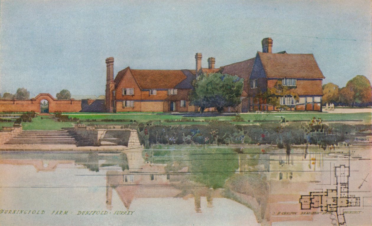 Farma Burningfold, Dunsfold, Surrey, ok. 1923 r. autorstwa Harold Chalton Bradshaw